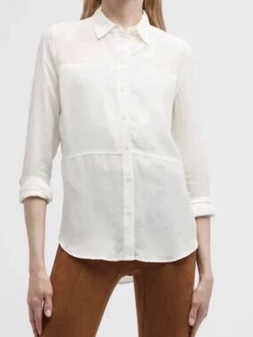 NWT Spanx Ivory Cream Button-Down Silk Shirt for Women Beautiful 1X